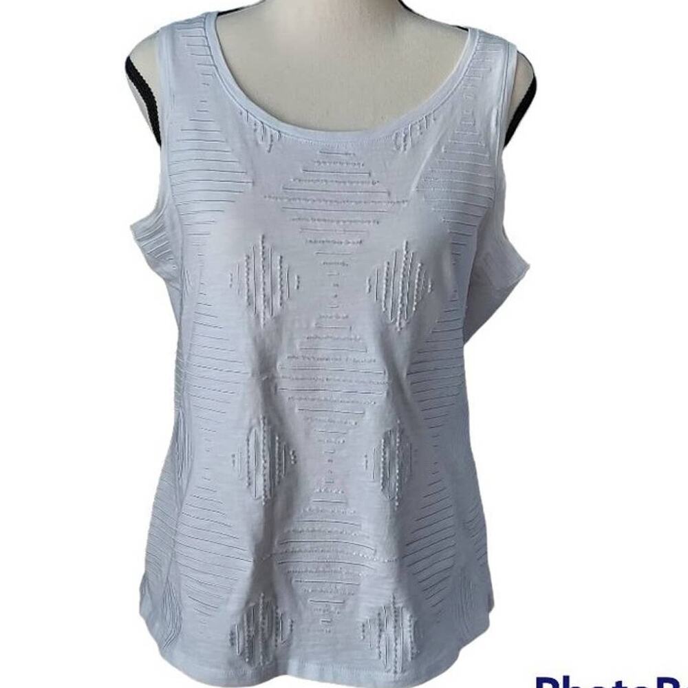 Coldwater Creek White Textured Tank Top Layer Shirt Women Size Small